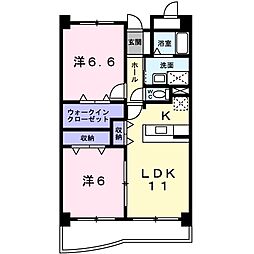 ヴェルデ六笠 3階2LDKの間取り