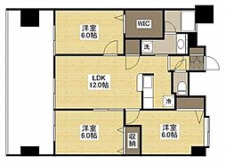 フラットリア春日 8階3LDKの間取り