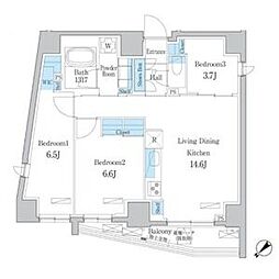 デュオフラッツ板橋大山 14階3LDKの間取り
