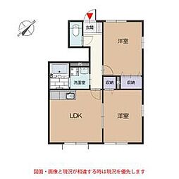 愛知環状鉄道 瀬戸口駅 徒歩14分の賃貸アパート 1階2LDKの間取り
