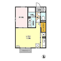 ビューテラス 1階1LDKの間取り
