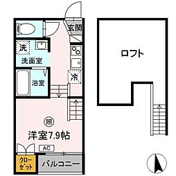 小春日和A 2階ワンルームの間取り