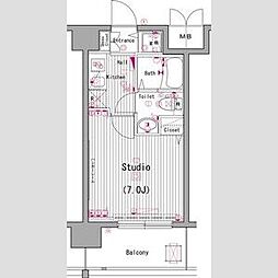 ガーラ横濱南 6階1Kの間取り