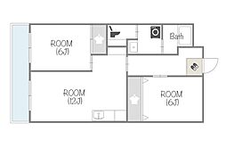 ヒルズアネックス 4階2LDKの間取り