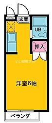国立Ｋハイツ 2階1Kの間取り