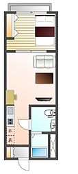 carpe恋ヶ窪（カルぺコイガクボ） 2階1LDKの間取り