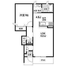 シャーメゾンMUKUROJIコート 1階1LDKの間取り