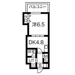 W.O.B.SAKAI 8階1DKの間取り