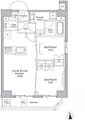プラウドフラット浅草橋 10階2LDKの間取り