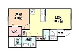 ＥｄｇｅＭｏｍｅｎｔ町村 1階1LDKの間取り