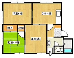 フレグランスOCEAN 202 2階3Kの間取り
