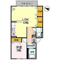 JR山陰本線 福知山駅 徒歩18分の賃貸アパート 2階1LDKの間取り