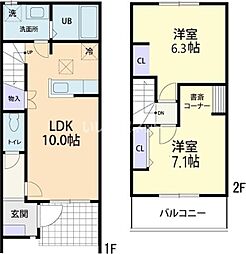 JR上越線 渋川駅 徒歩29分の賃貸アパート 2階2LDKの間取り