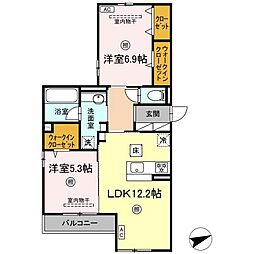 ボナール 101 1階2LDKの間取り