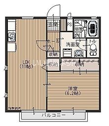 JR八高線 東飯能駅 徒歩7分の賃貸アパート 2階1LDKの間取り
