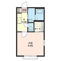 ガーデンハイツ 1階1Kの間取り