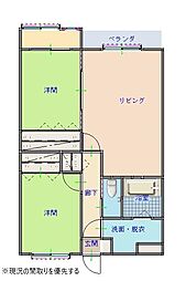 ベルフル 3階2LDKの間取り