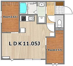 仮称）塩釜市港町新築アパート南棟 2階2LDKの間取り