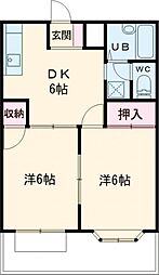 エルディム藤 2階2DKの間取り