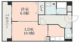 熊本市電A系統 慶徳校前駅 徒歩3分の賃貸マンション 2階1LDKの間取り