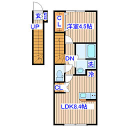 仮）愛の杜新築アパート 201 2階1LDKの間取り