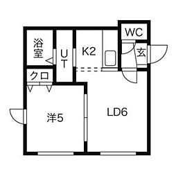 ブランノワール湖水 1DKの間取図画像
