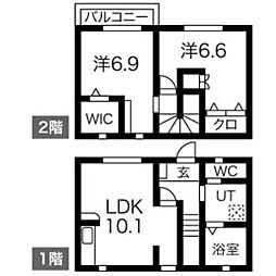 グレイス山手 1階2LDKの間取り