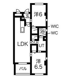 セントポーリア 3階2LDKの間取り