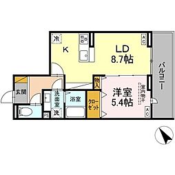 Ｃｒａｄｌｅ 3階1LDKの間取り