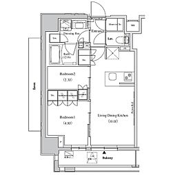 ザ・パークハビオ蕨 2階2LDKの間取り