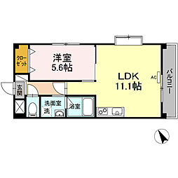 コンフォール空港通り 5階1LDKの間取り
