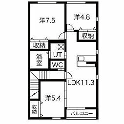 カメリアコート　Ａ棟 203 2階3LDKの間取り