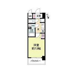 ディームス江坂 1Kの間取図画像