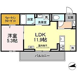 ベルディール 1LDKの間取図画像