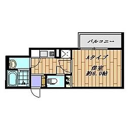 リヴテラス立川 201 2階1Kの間取り