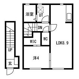 EQUUS(エクウス)A A206 2階1LDKの間取り