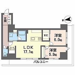 ナナアーク荒町 2LDKの間取図画像
