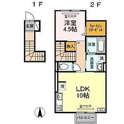 D-roomウィル 1LDKの間取図画像