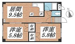 プレミアムバリューバンク美園 2DKの間取図画像