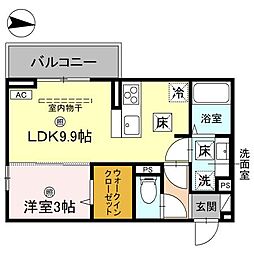 KOHRYU 102 1階1LDKの間取り