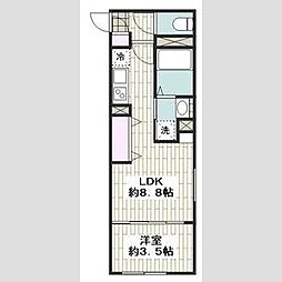 LUORE名古屋駅NORTH 103 1階ワンルームの間取り