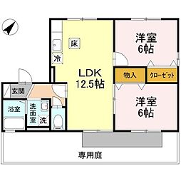 グランドール姫原 2LDKの間取図画像