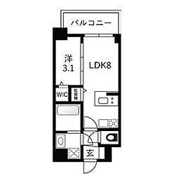 エスリードレジデンス ザ・グラン大阪福島クラス 1306 13階1LDKの間取り