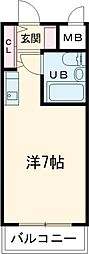 ベルウエスト ワンルームの間取図画像
