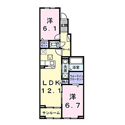 エリオス 2LDKの間取図画像