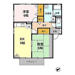 ブライダルハイツ戸出B 2DKの間取図画像