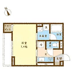 ボヌールB 302 3階1Kの間取り