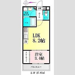 春ひなたのルミーナ 1LDKの間取図画像