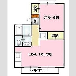 上所セントラルハイツA 1LDKの間取図画像