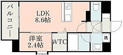 熊本市電B系統 蔚山町駅 徒歩4分の賃貸マンション 8階1LDKの間取り